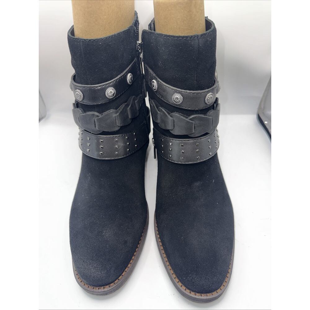 Lucky Brand LK-MIAV Black Oiled Suede Western Moto Boots Women's 11M NEW In Box